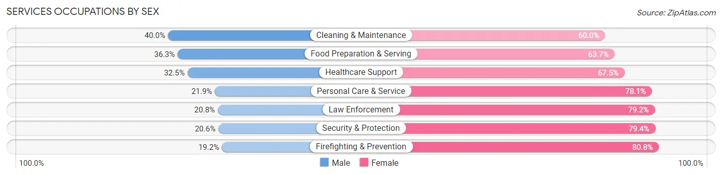 Services Occupations by Sex in Bacon County