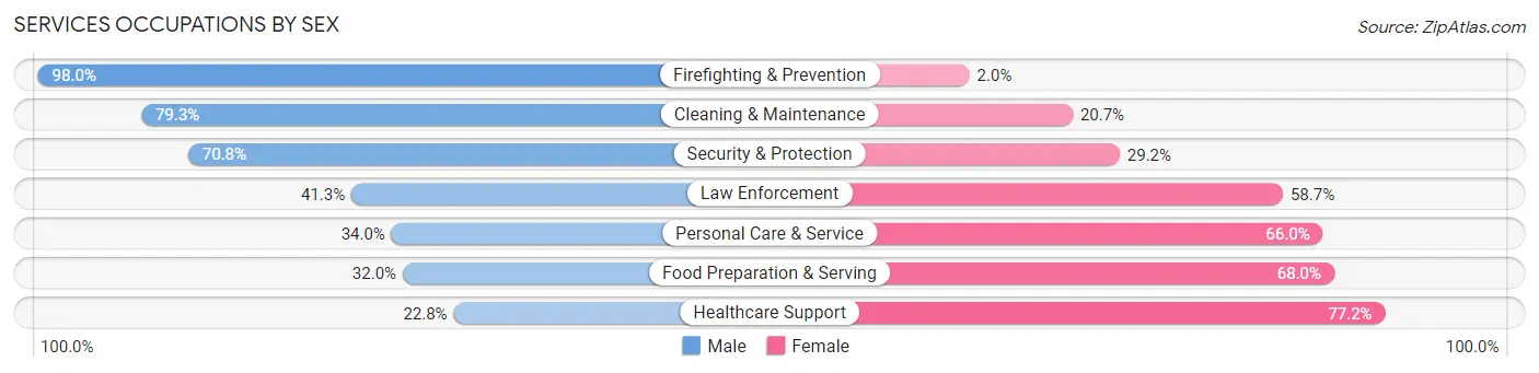 Services Occupations by Sex in Bleckley County
