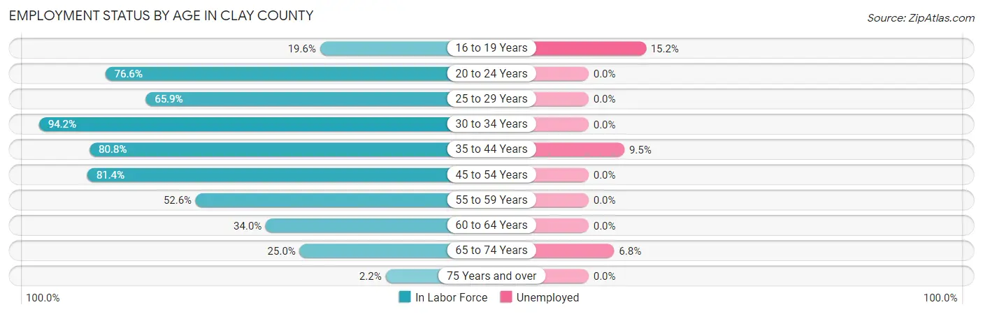 Employment Status by Age in Clay County