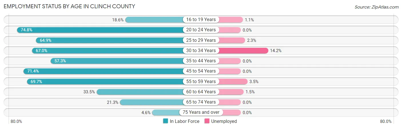 Employment Status by Age in Clinch County