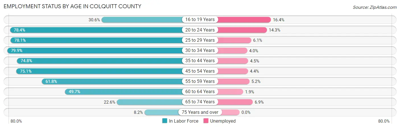 Employment Status by Age in Colquitt County