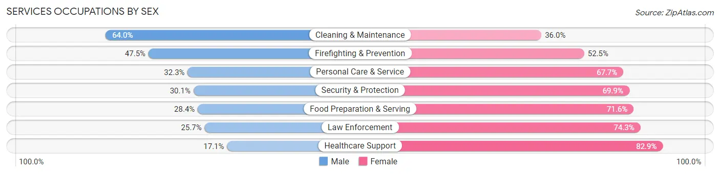 Services Occupations by Sex in Elbert County