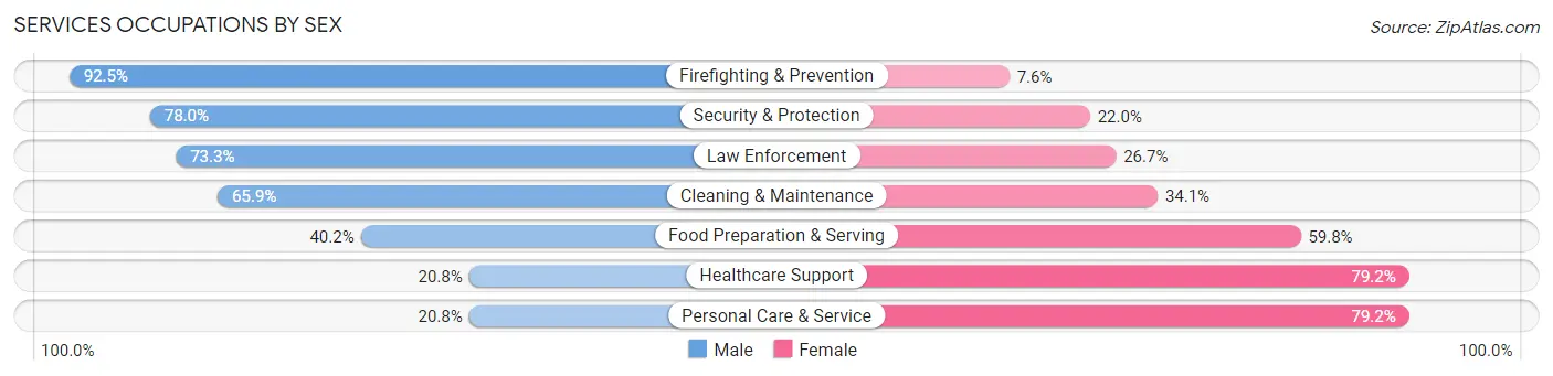 Services Occupations by Sex in Gilmer County