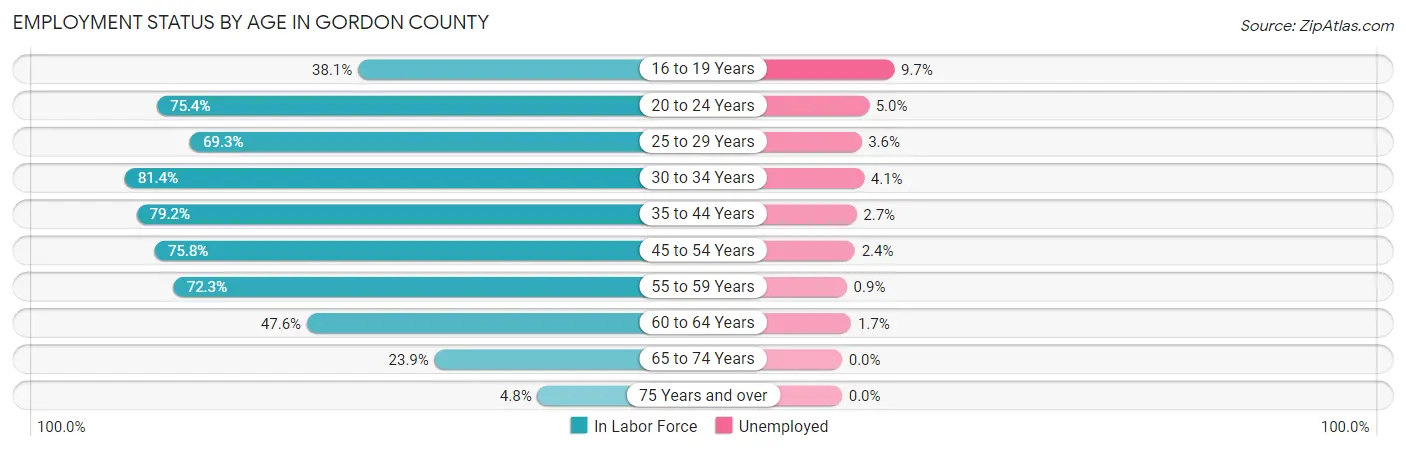 Employment Status by Age in Gordon County