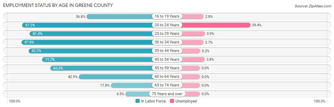 Employment Status by Age in Greene County