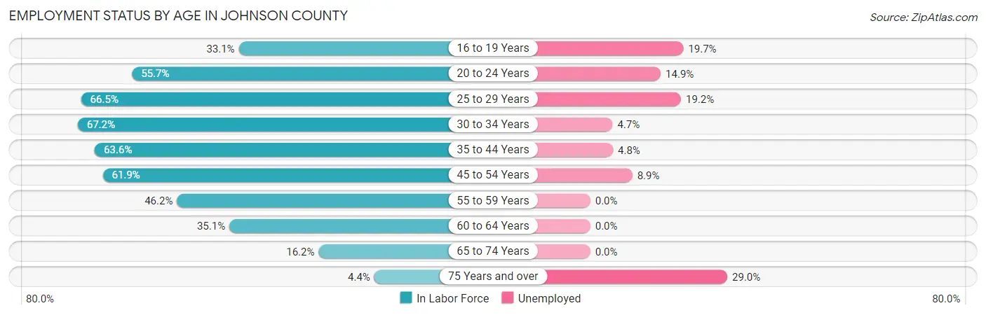 Employment Status by Age in Johnson County