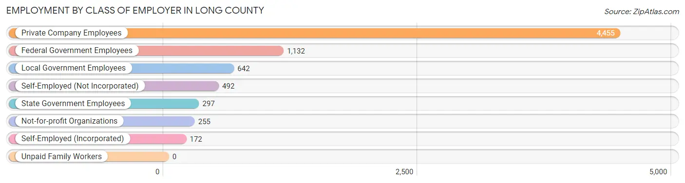 Employment by Class of Employer in Long County
