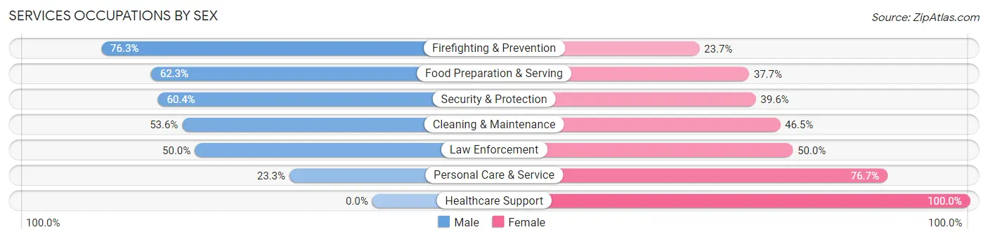 Services Occupations by Sex in Macon County