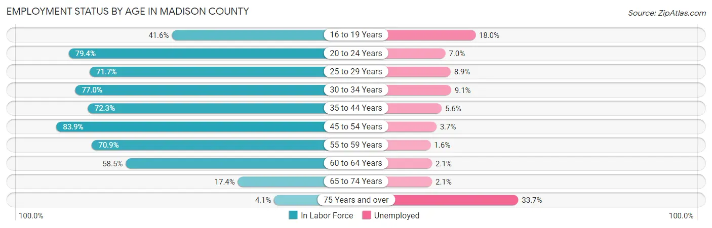 Employment Status by Age in Madison County