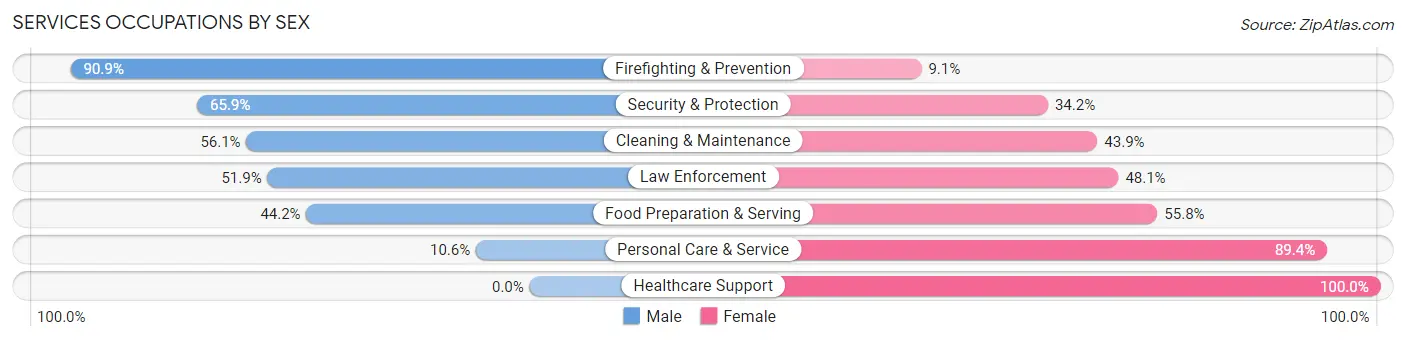Services Occupations by Sex in McDuffie County