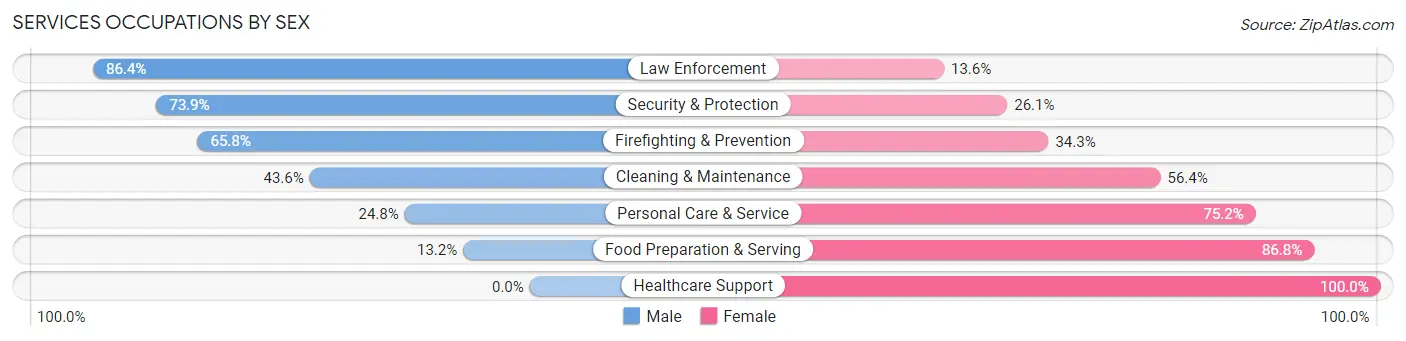 Services Occupations by Sex in Meriwether County