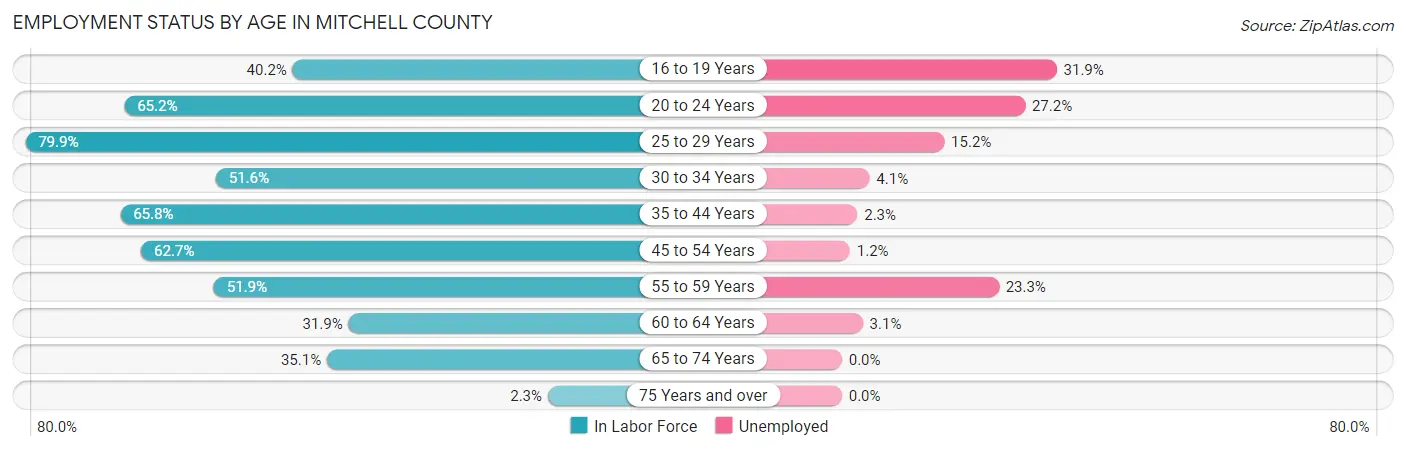 Employment Status by Age in Mitchell County