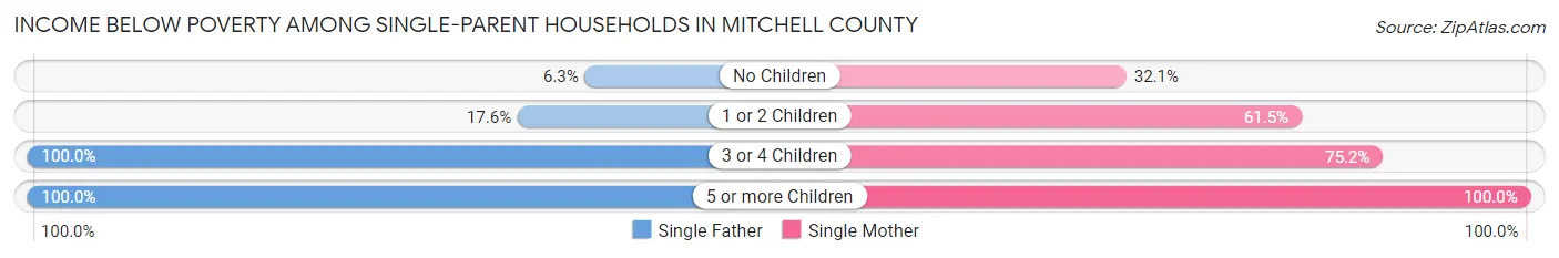Income Below Poverty Among Single-Parent Households in Mitchell County