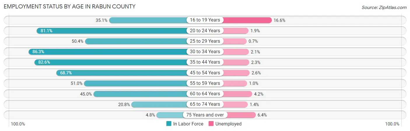 Employment Status by Age in Rabun County