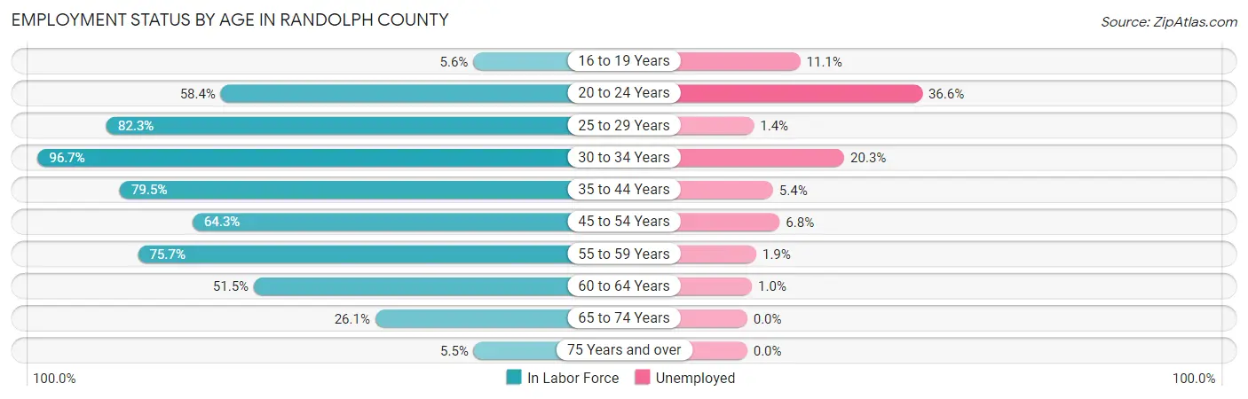 Employment Status by Age in Randolph County