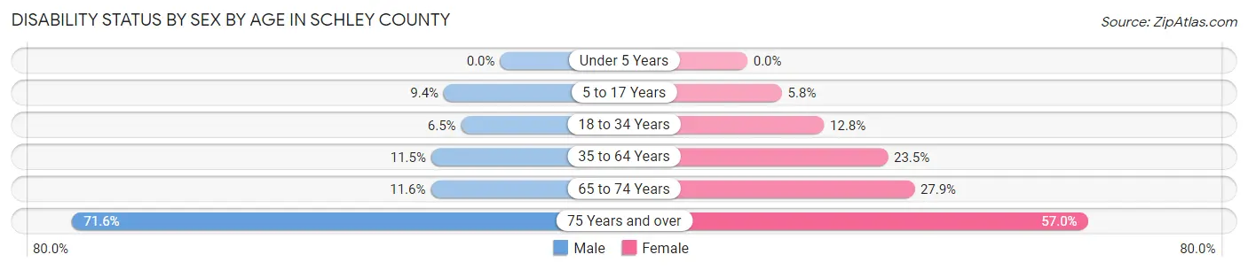 Disability Status by Sex by Age in Schley County