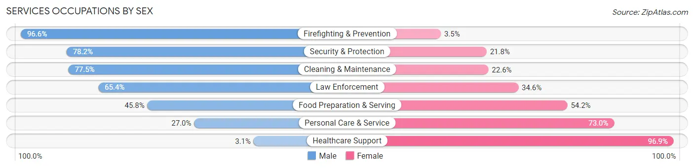 Services Occupations by Sex in Spalding County