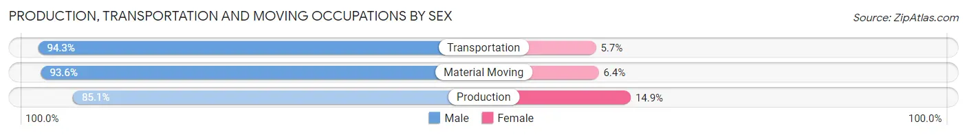 Production, Transportation and Moving Occupations by Sex in Telfair County