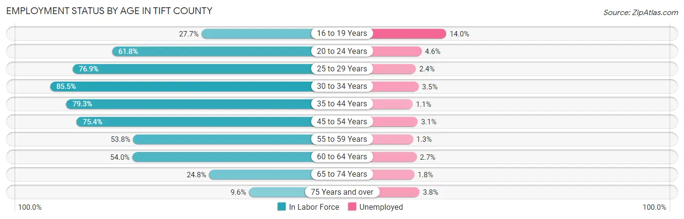 Employment Status by Age in Tift County