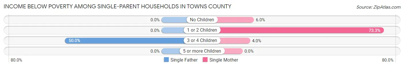 Income Below Poverty Among Single-Parent Households in Towns County