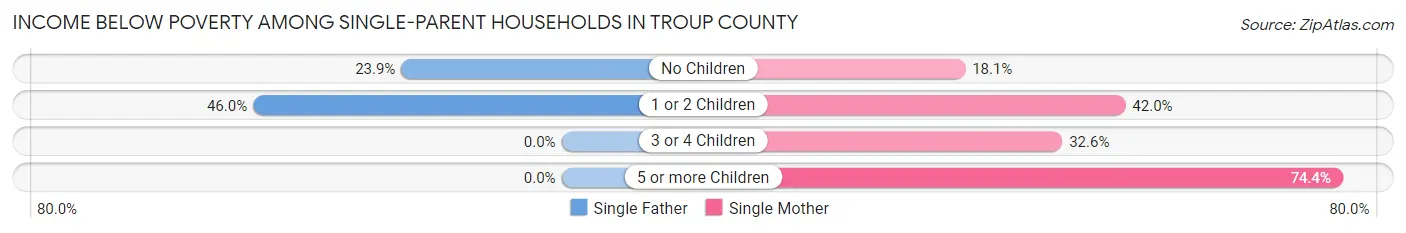 Income Below Poverty Among Single-Parent Households in Troup County