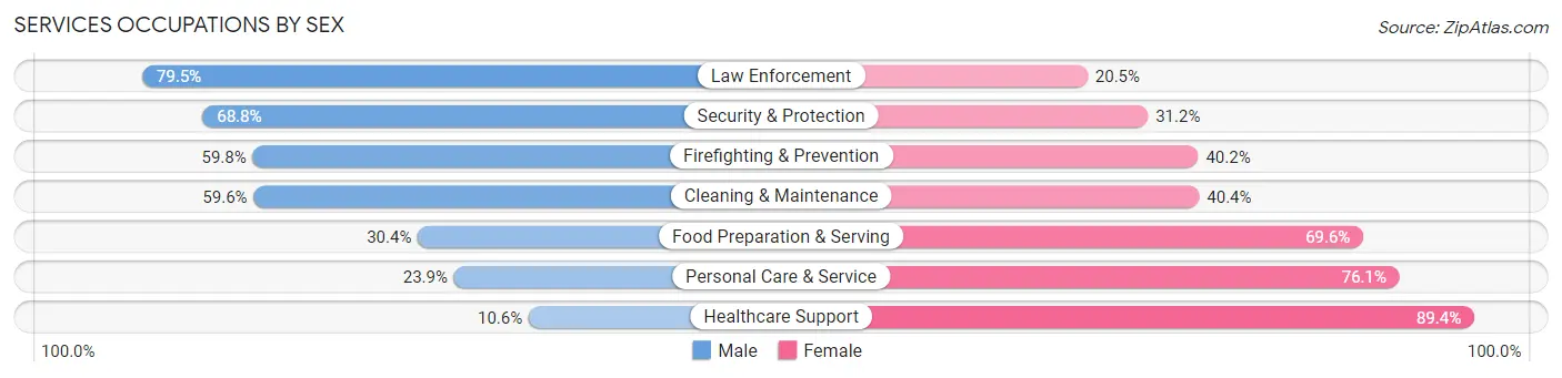 Services Occupations by Sex in Troup County