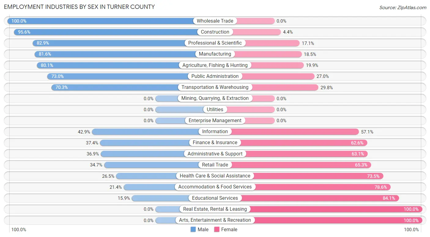 Employment Industries by Sex in Turner County