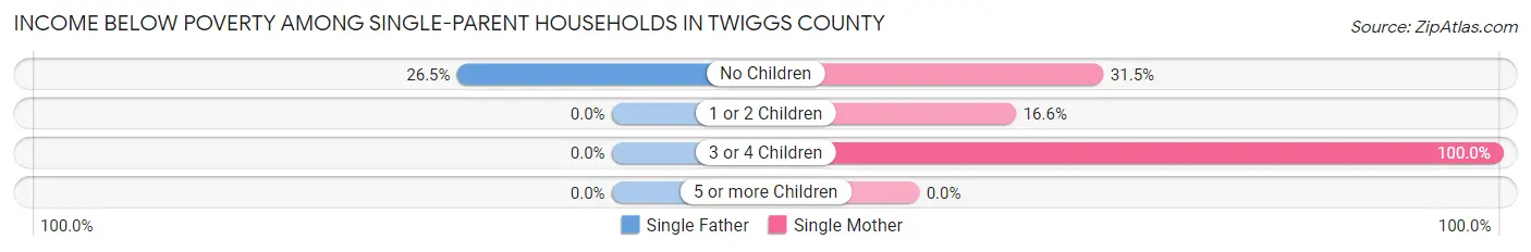 Income Below Poverty Among Single-Parent Households in Twiggs County
