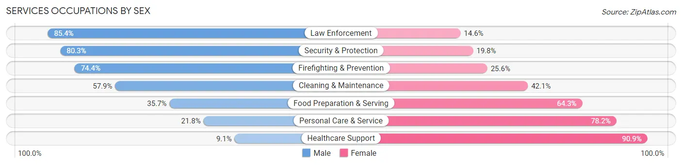 Services Occupations by Sex in Walker County