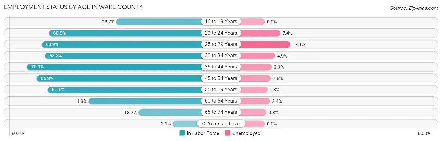 Employment Status by Age in Ware County