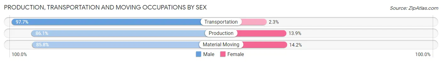 Production, Transportation and Moving Occupations by Sex in Wayne County