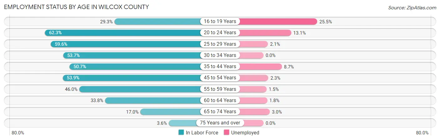 Employment Status by Age in Wilcox County