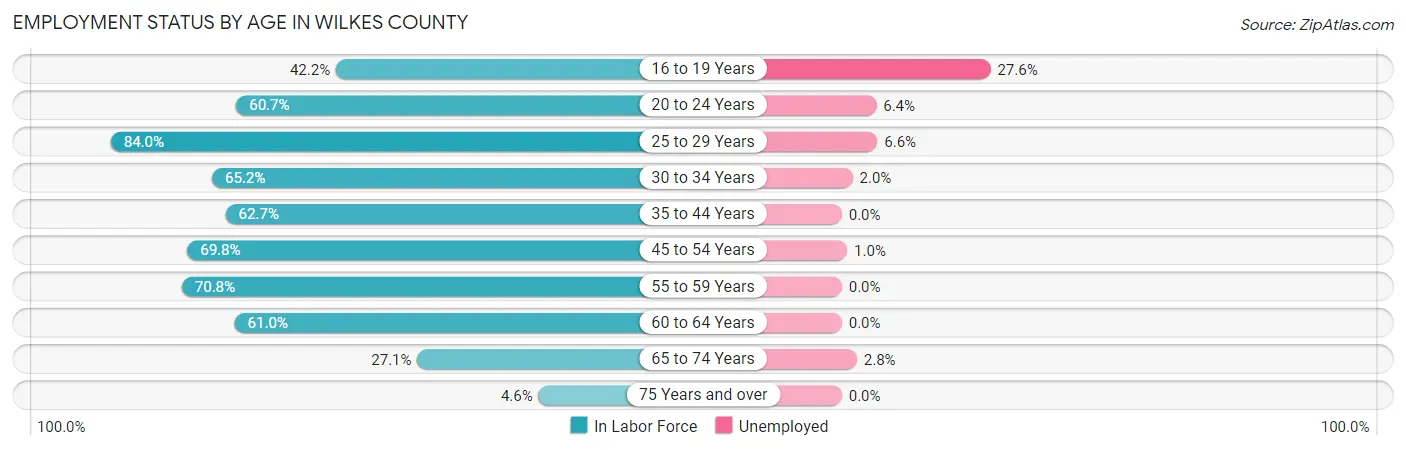 Employment Status by Age in Wilkes County