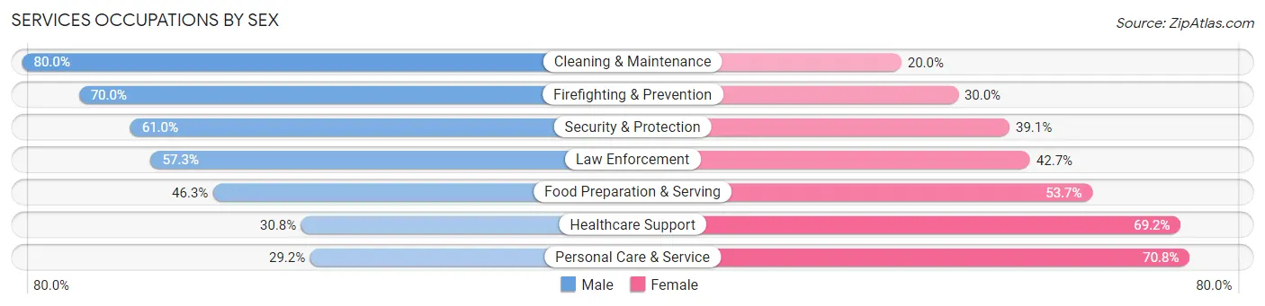 Services Occupations by Sex in Wilkes County