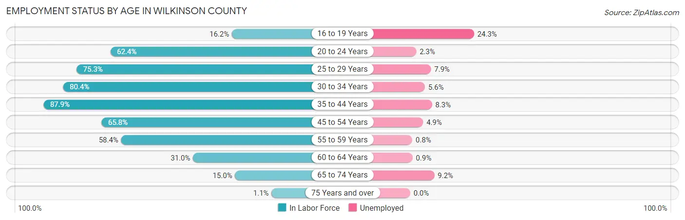 Employment Status by Age in Wilkinson County