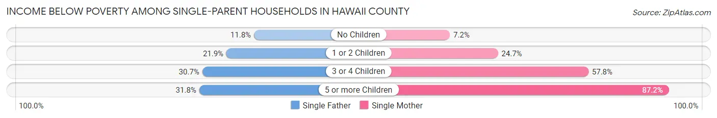 Income Below Poverty Among Single-Parent Households in Hawaii County