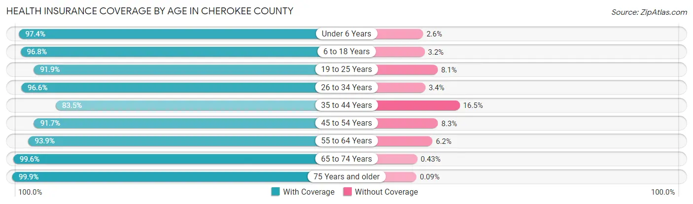 Health Insurance Coverage by Age in Cherokee County