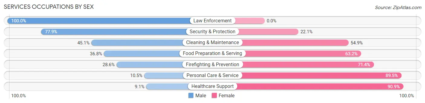 Services Occupations by Sex in Clay County