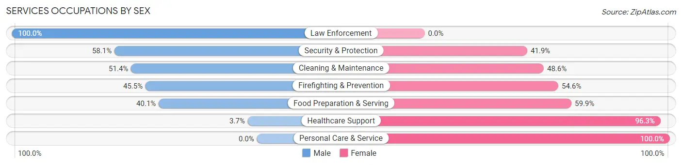 Services Occupations by Sex in Hancock County