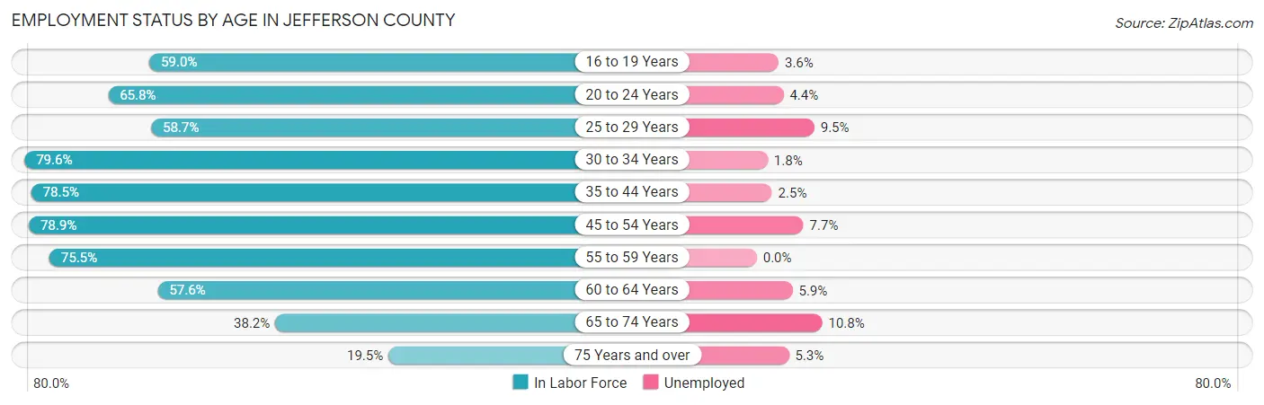 Employment Status by Age in Jefferson County