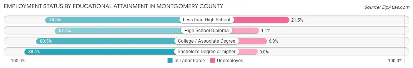 Employment Status by Educational Attainment in Montgomery County
