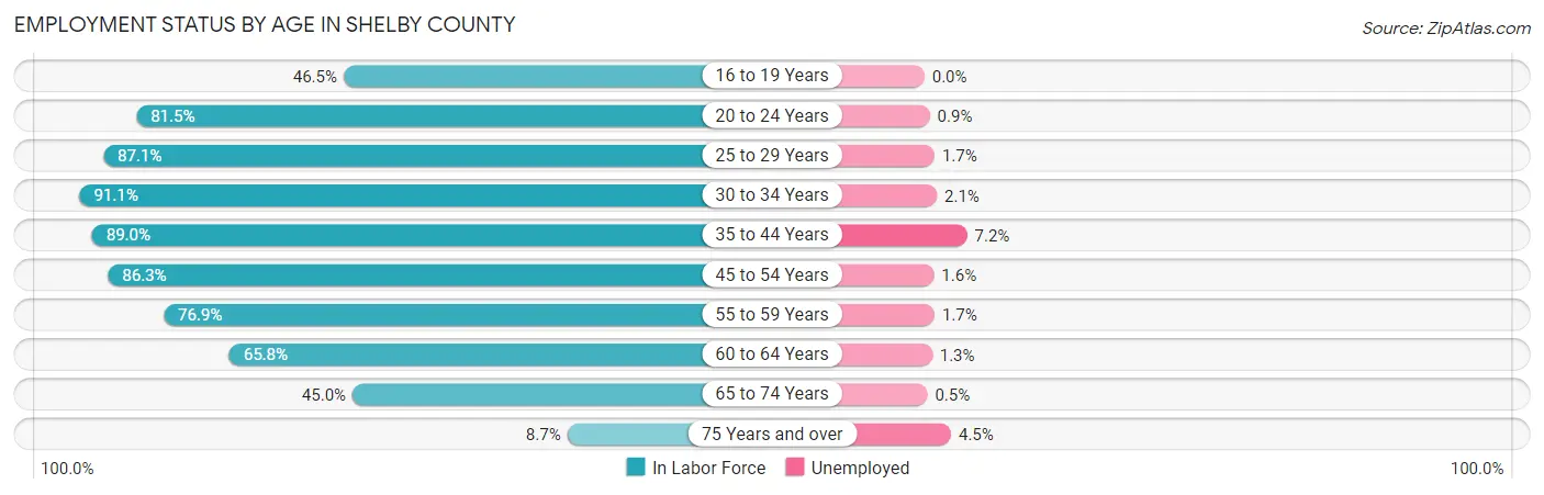 Employment Status by Age in Shelby County