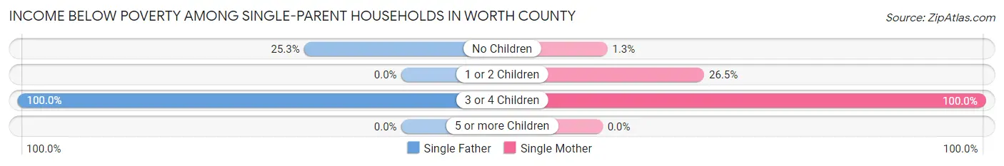 Income Below Poverty Among Single-Parent Households in Worth County