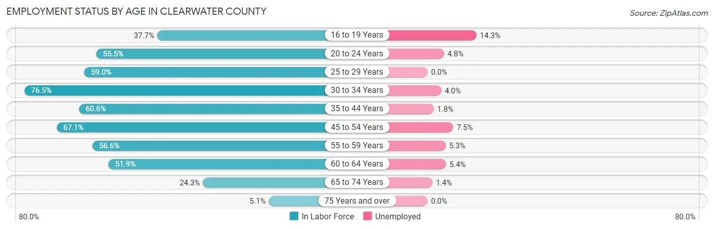 Employment Status by Age in Clearwater County