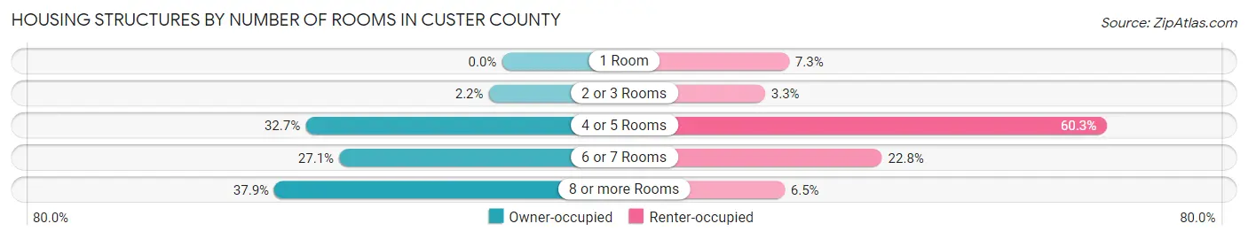 Housing Structures by Number of Rooms in Custer County