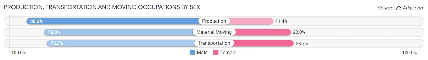 Production, Transportation and Moving Occupations by Sex in Idaho County