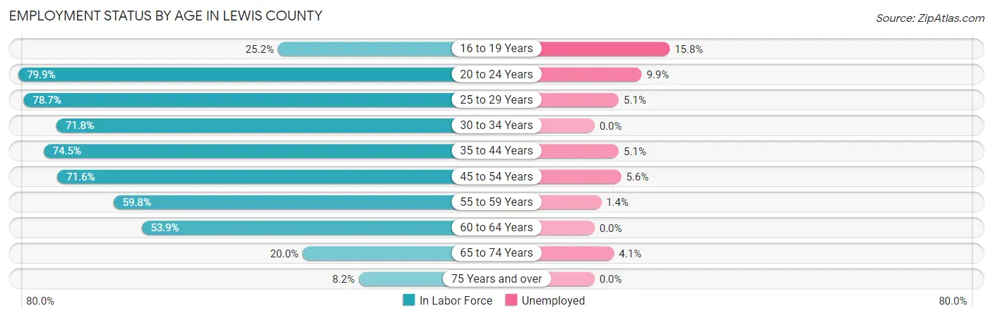 Employment Status by Age in Lewis County