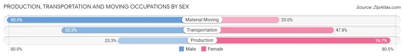 Production, Transportation and Moving Occupations by Sex in Valley County