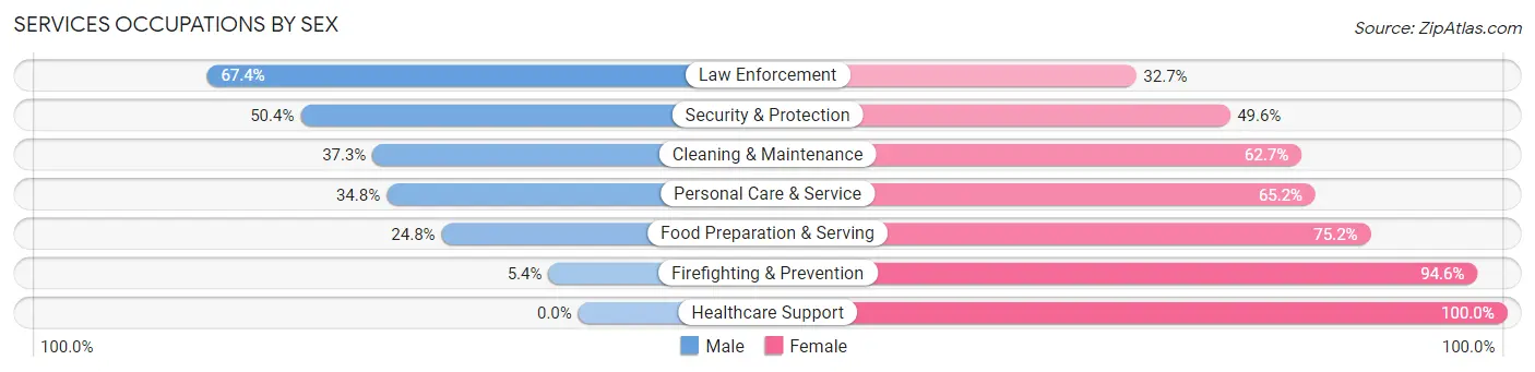 Services Occupations by Sex in Brown County