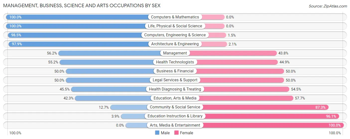 Management, Business, Science and Arts Occupations by Sex in Clay County